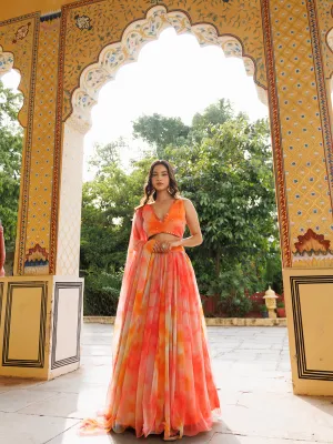 Amberglow Chiffon Lehenga Set by Ragavi