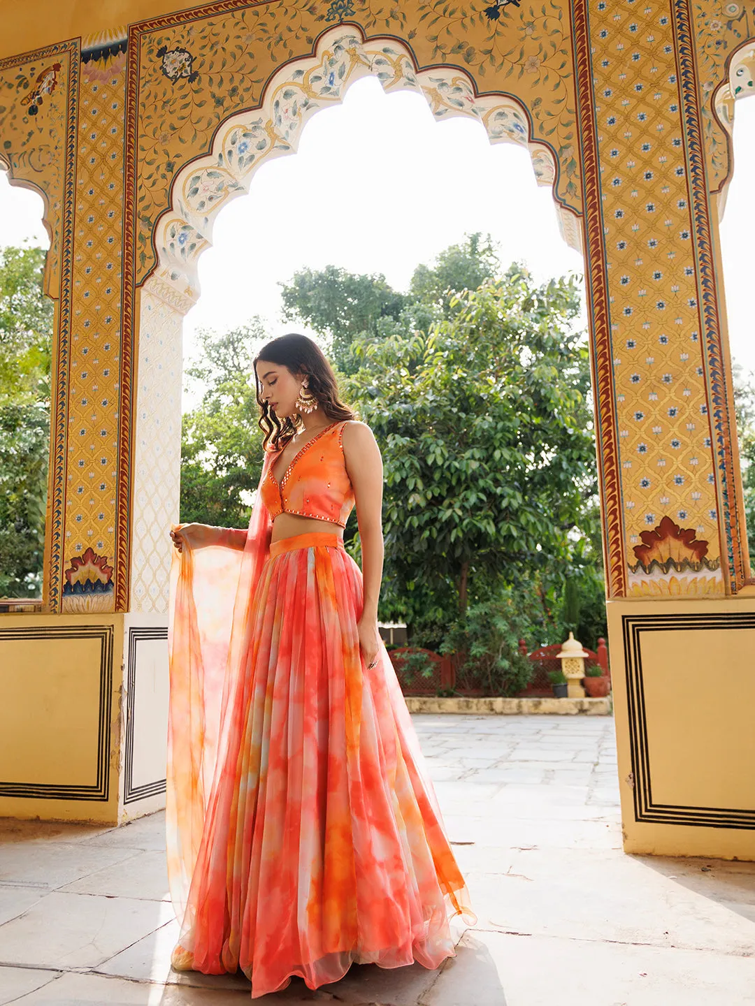 Amberglow Chiffon Lehenga Set by Ragavi