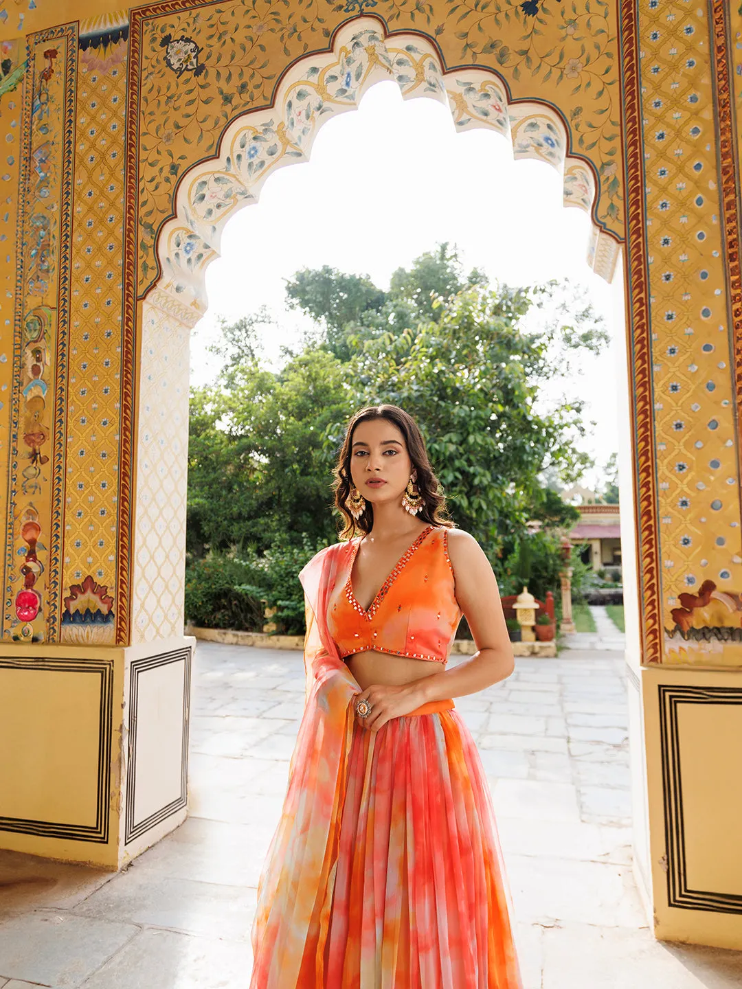 Amberglow Chiffon Lehenga Set by Ragavi