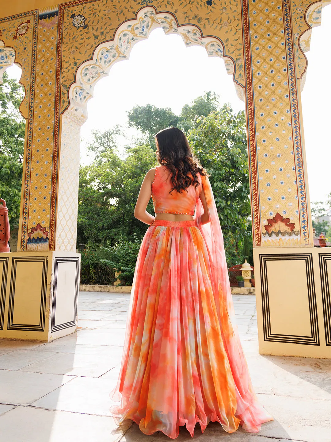 Amberglow Chiffon Lehenga Set by Ragavi