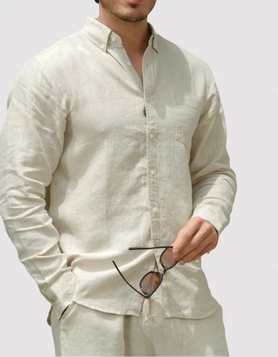 Ancien | Old Money Linen Shirt Khaki