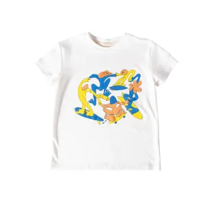 BASIC CREW T-SHIRT - DANCE PRINT - WHITE