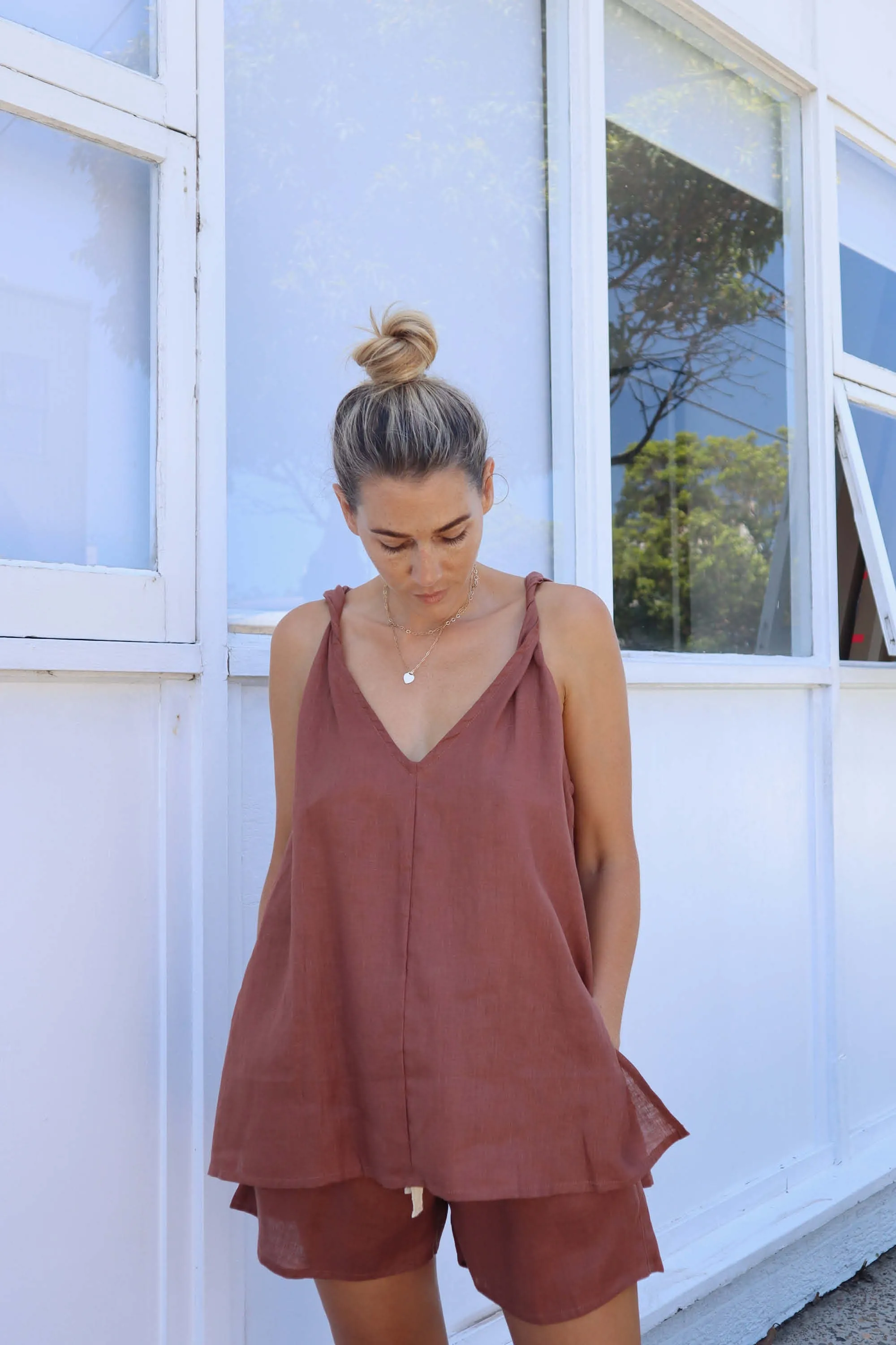 Burns Twisted Strap Top Clay