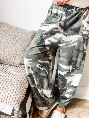 Camo Print Balloon Jersey Trousers