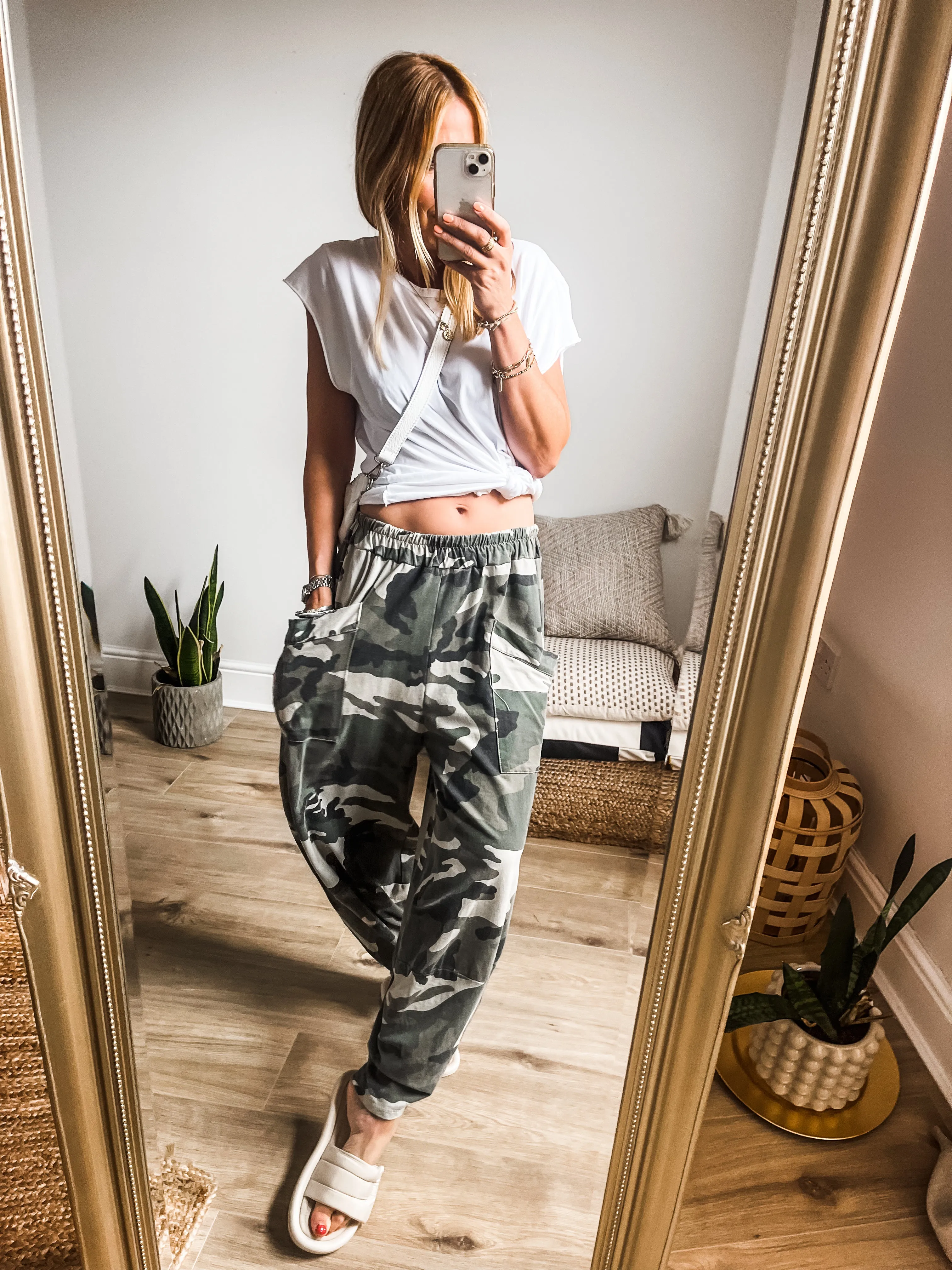 Camo Print Balloon Jersey Trousers
