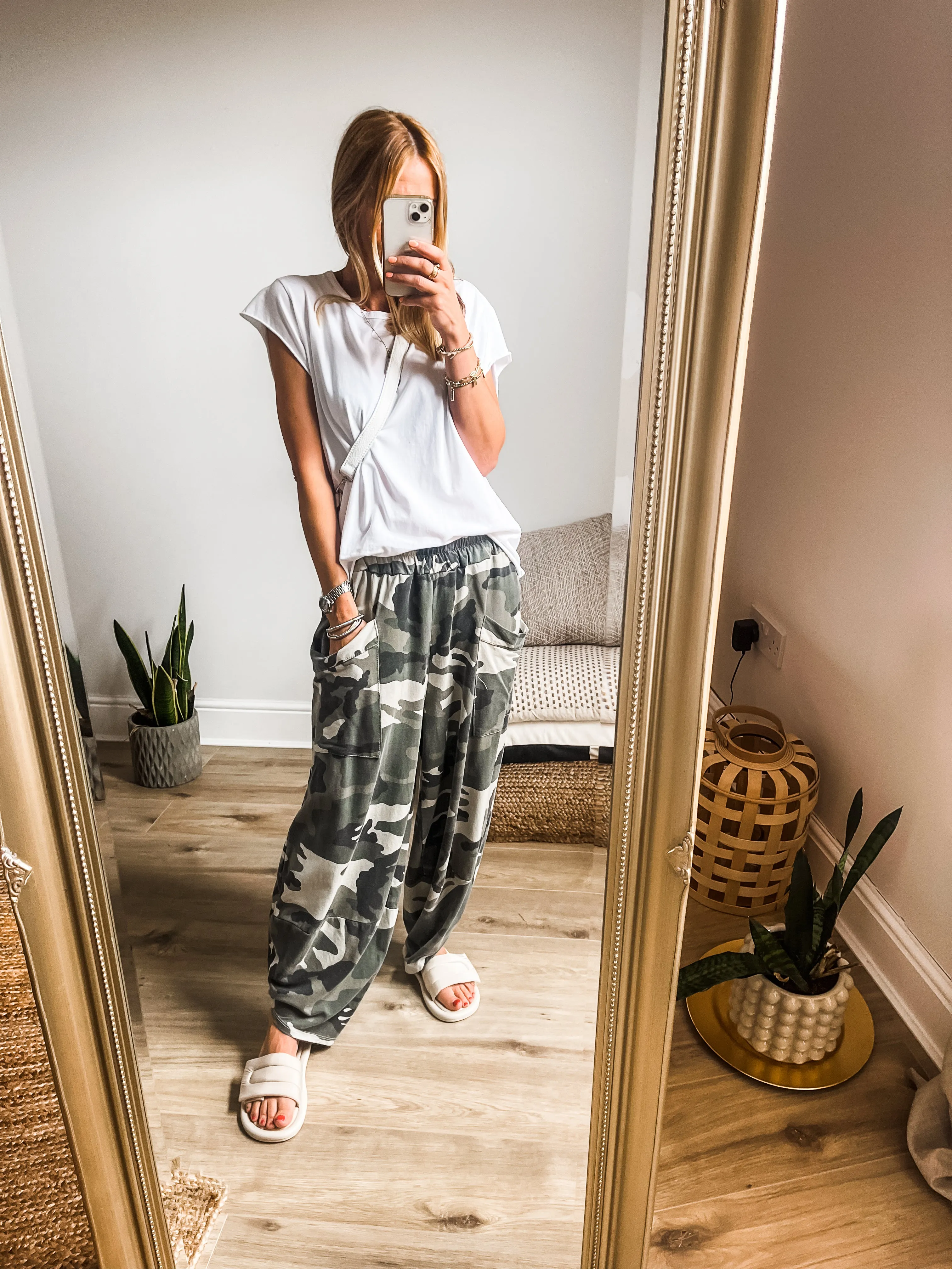 Camo Print Balloon Jersey Trousers