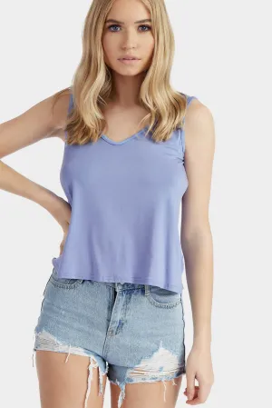 China-Blue V Neck Tank Top