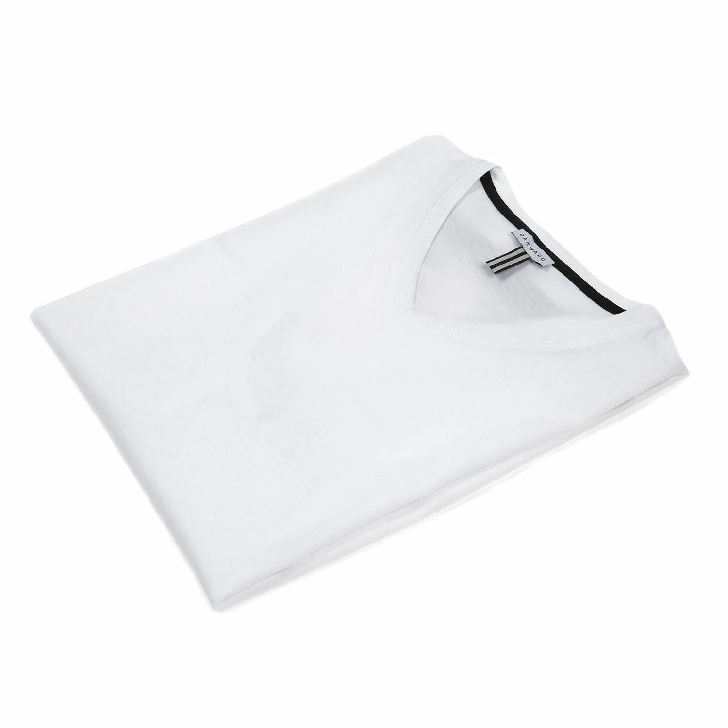 COTTON V-NECK T-SHIRT WITH CONTRAST INSERT DETAIL