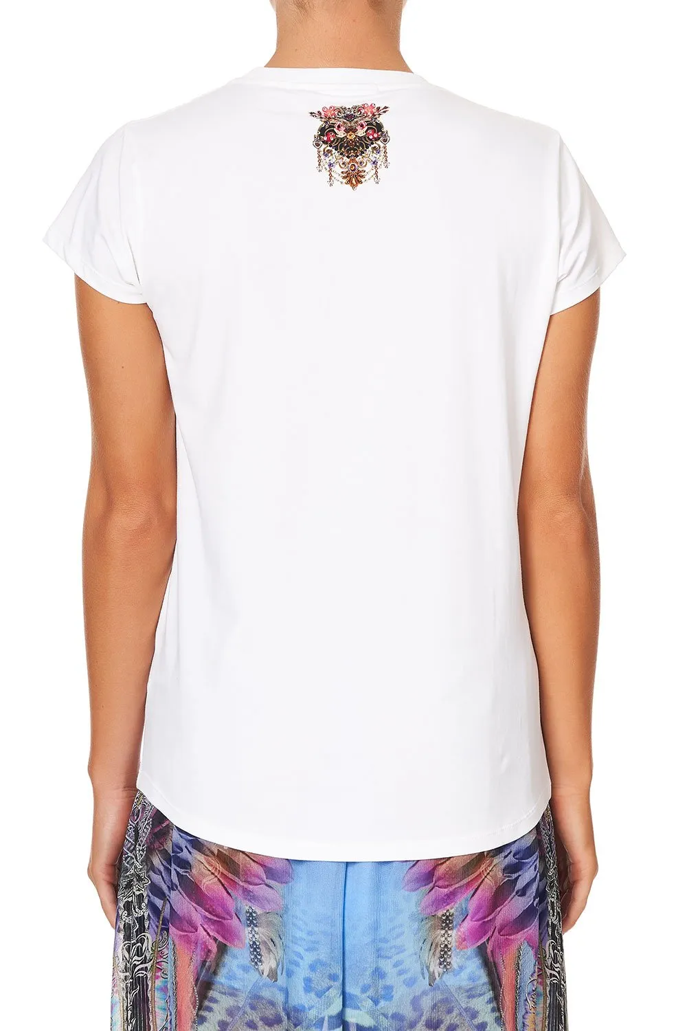 CURVED HEM FITTED TEE LOVE ON THE WING