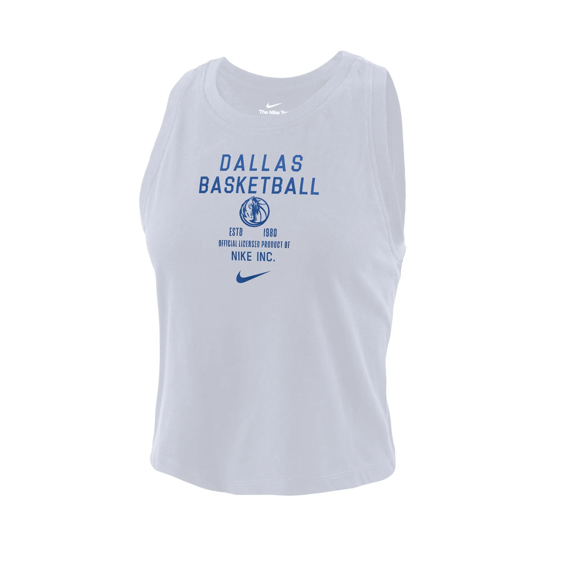 DALLAS MAVERICKS NIKE WOMENS WHITE CROPPED TANK