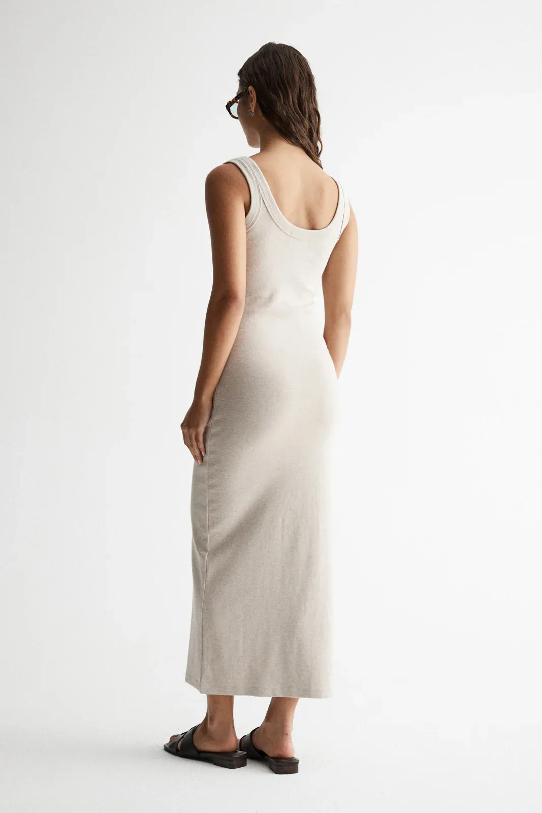 Elka Collective - Sienna Tank Midi Dress (Oat Marle)