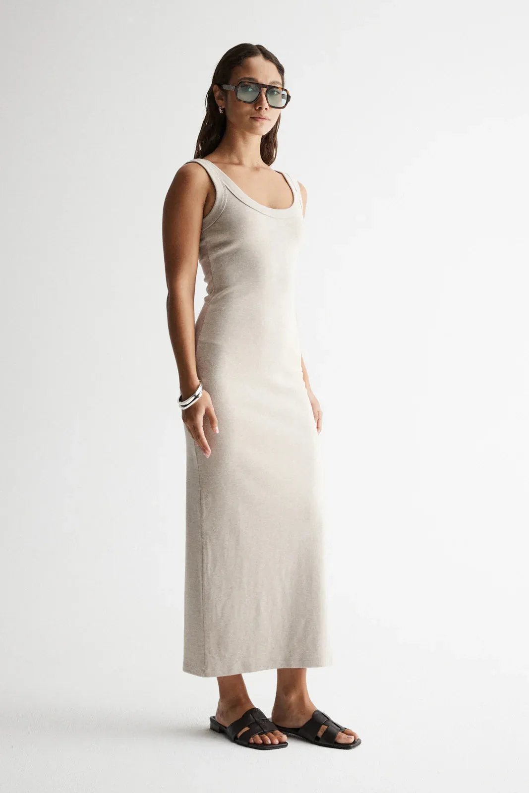 Elka Collective - Sienna Tank Midi Dress (Oat Marle)