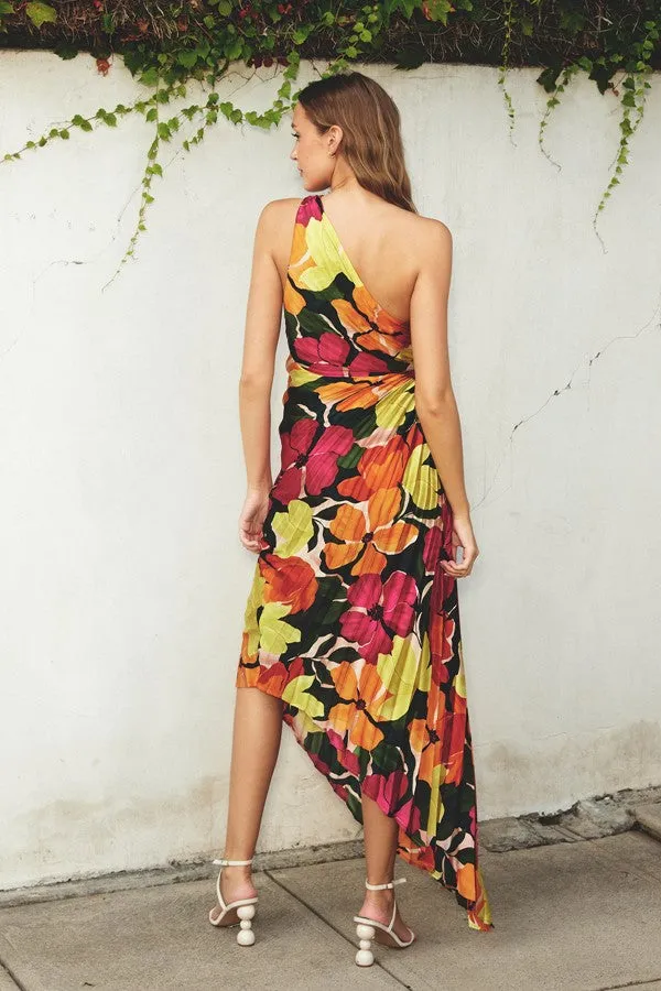 Euphoria Asymmetrical Pleated Maxi Dress