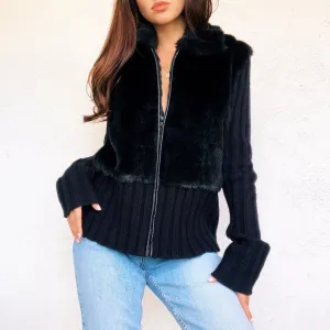 Furry Zip Up Cardigan