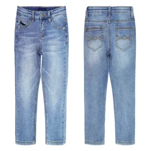 Girl Little Kid Straight Slim Fit Elastic Band Inside  Denim Jeans