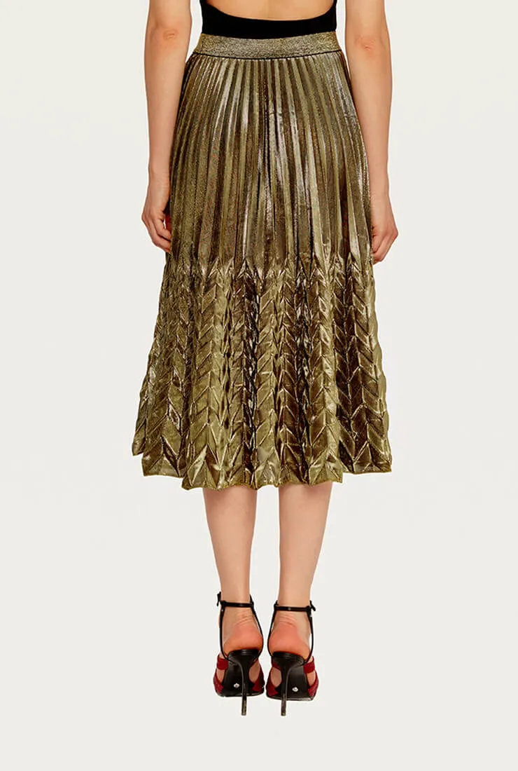 High Waist Pleated Midi Skirt