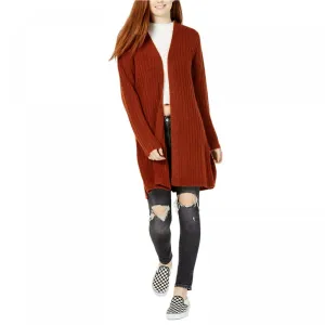 Hooked Up Women's Junior Fit Cozy Rib-Knit Cardigan