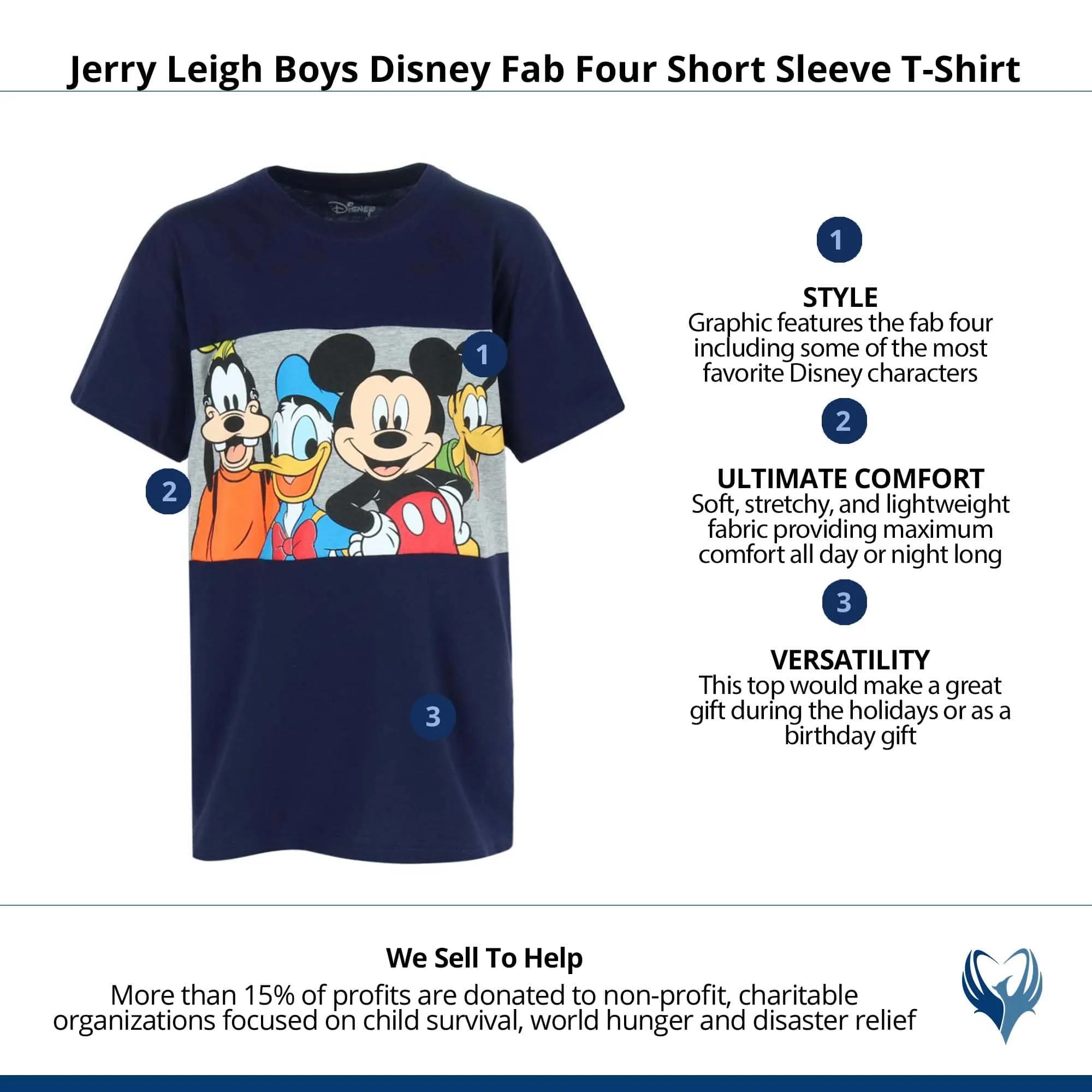 Jerry Leigh Boys Disney Fab Four Short Sleeve T-Shirt