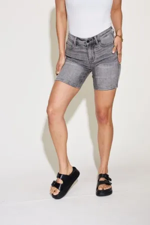 Judy Blue High Waisted Gray Washed Denim Jean Shorts