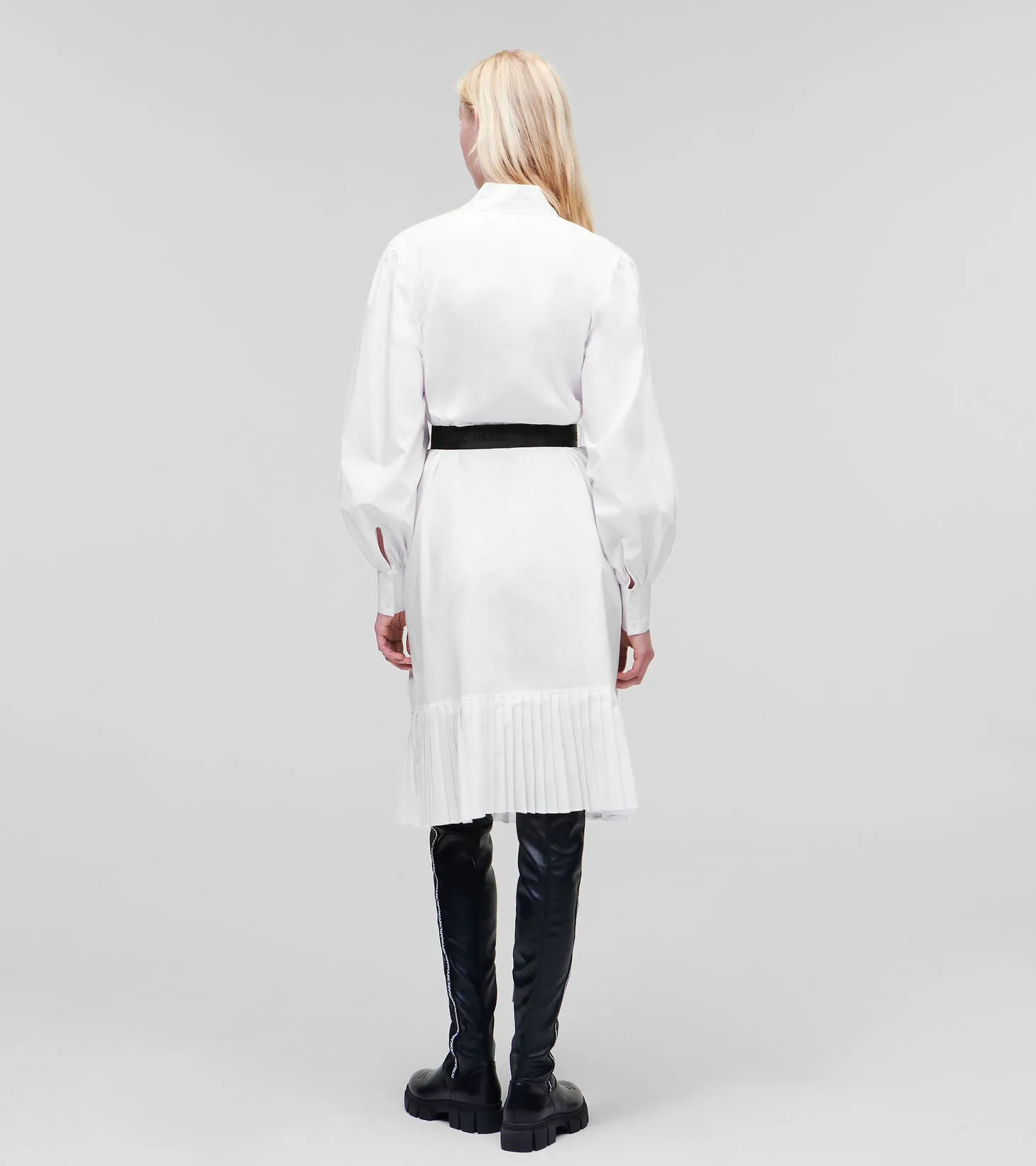 KL PLEATED HEM SHIRT DRESS