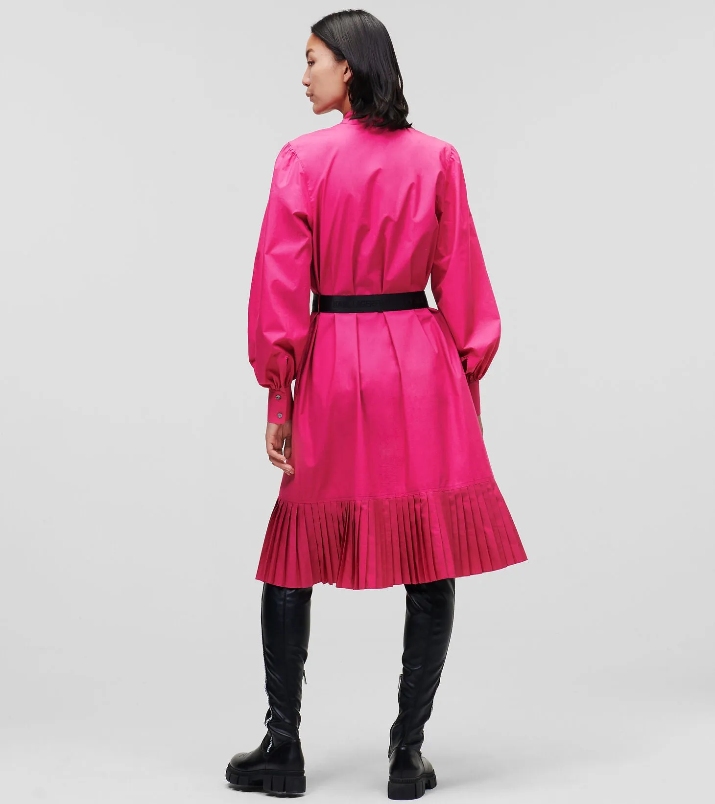 KL PLEATED HEM SHIRT DRESS