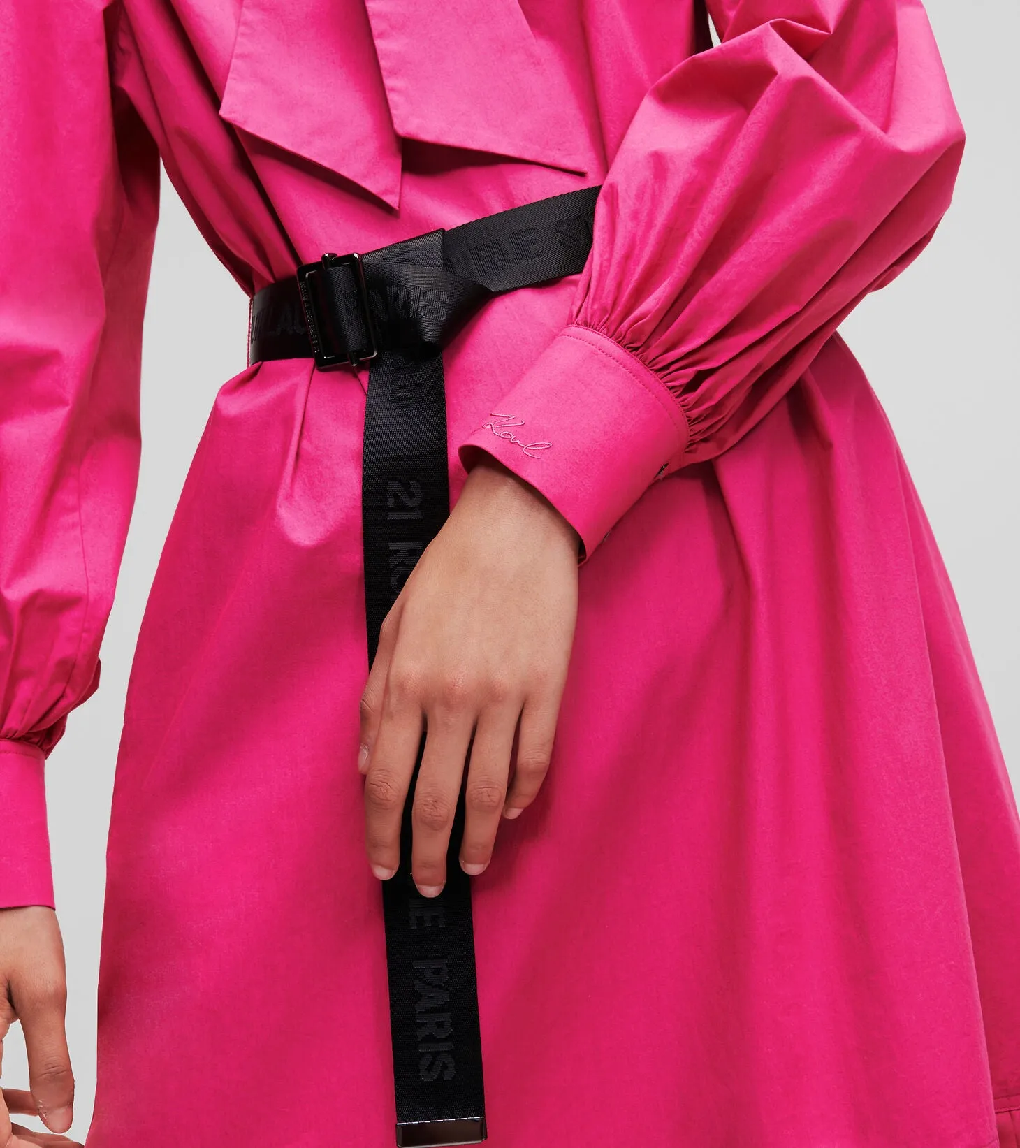 KL PLEATED HEM SHIRT DRESS