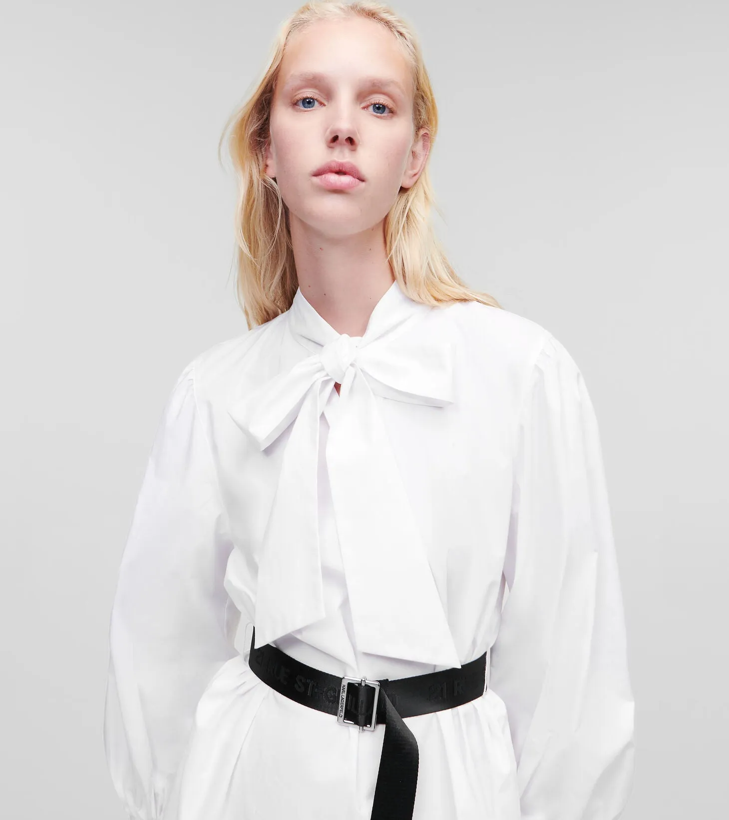 KL PLEATED HEM SHIRT DRESS