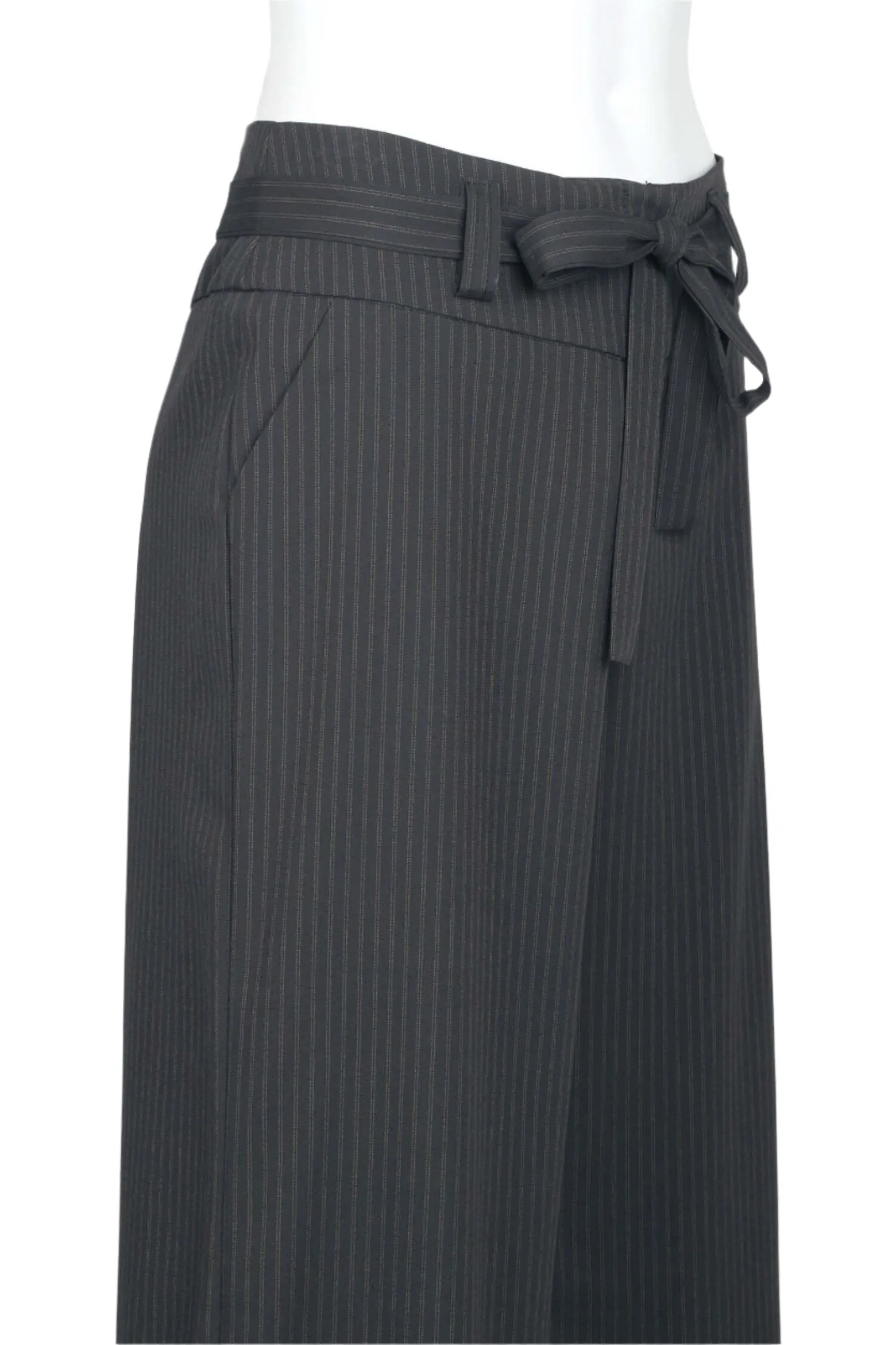 Last Tango Mid Waist Pockets Tie Waist Button Zipper Closure Crepe Pants