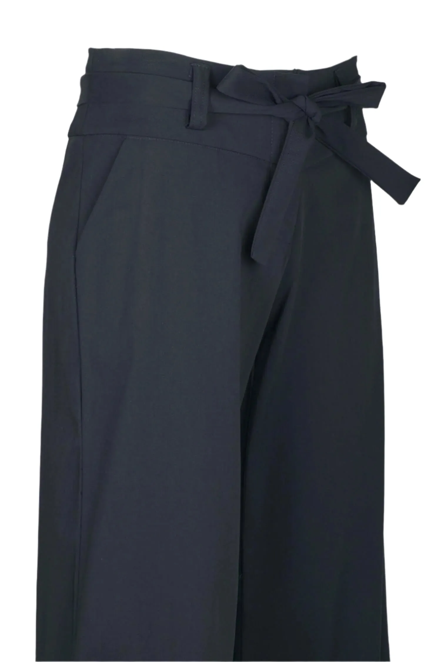 Last Tango Mid Waist Pockets Tie Waist Button Zipper Closure Crepe Pants