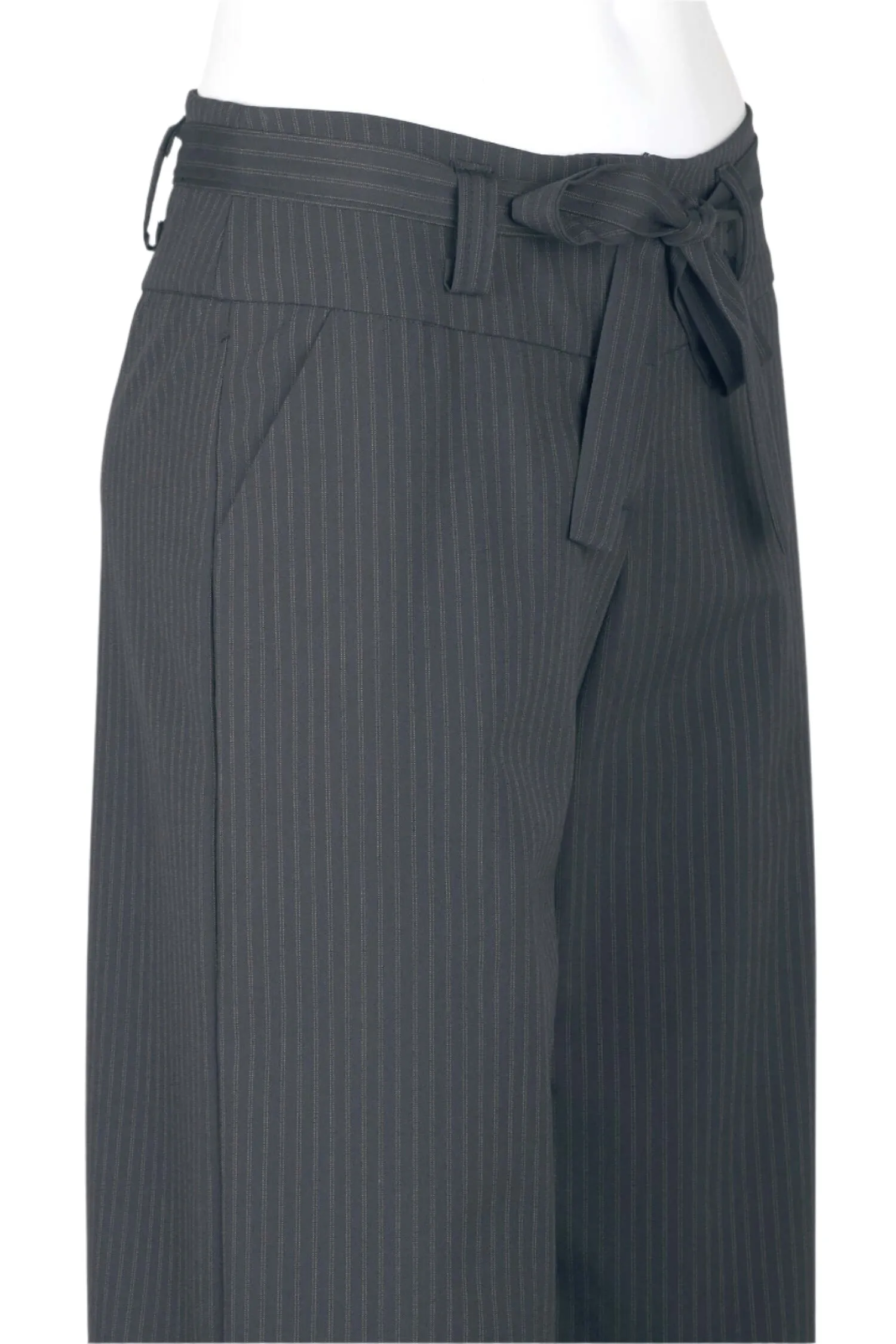 Last Tango Mid Waist Pockets Tie Waist Button Zipper Closure Crepe Pants