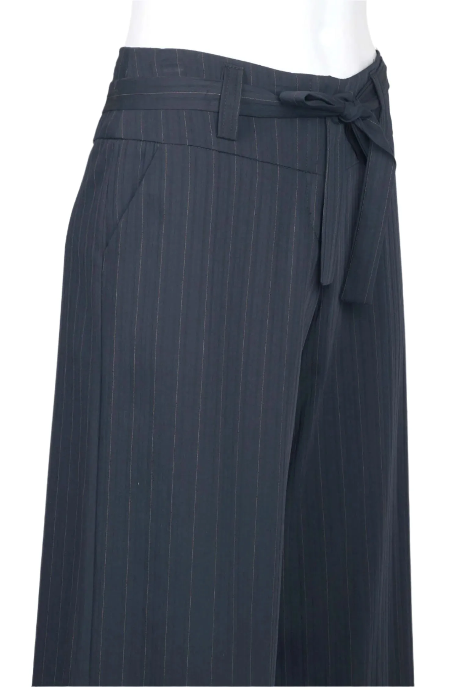 Last Tango Mid Waist Pockets Tie Waist Button Zipper Closure Crepe Pants