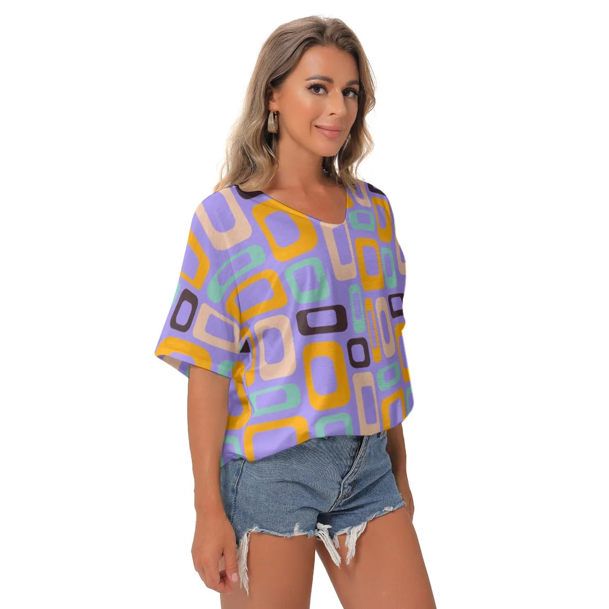 Lavender Reto V-Neck Blouse