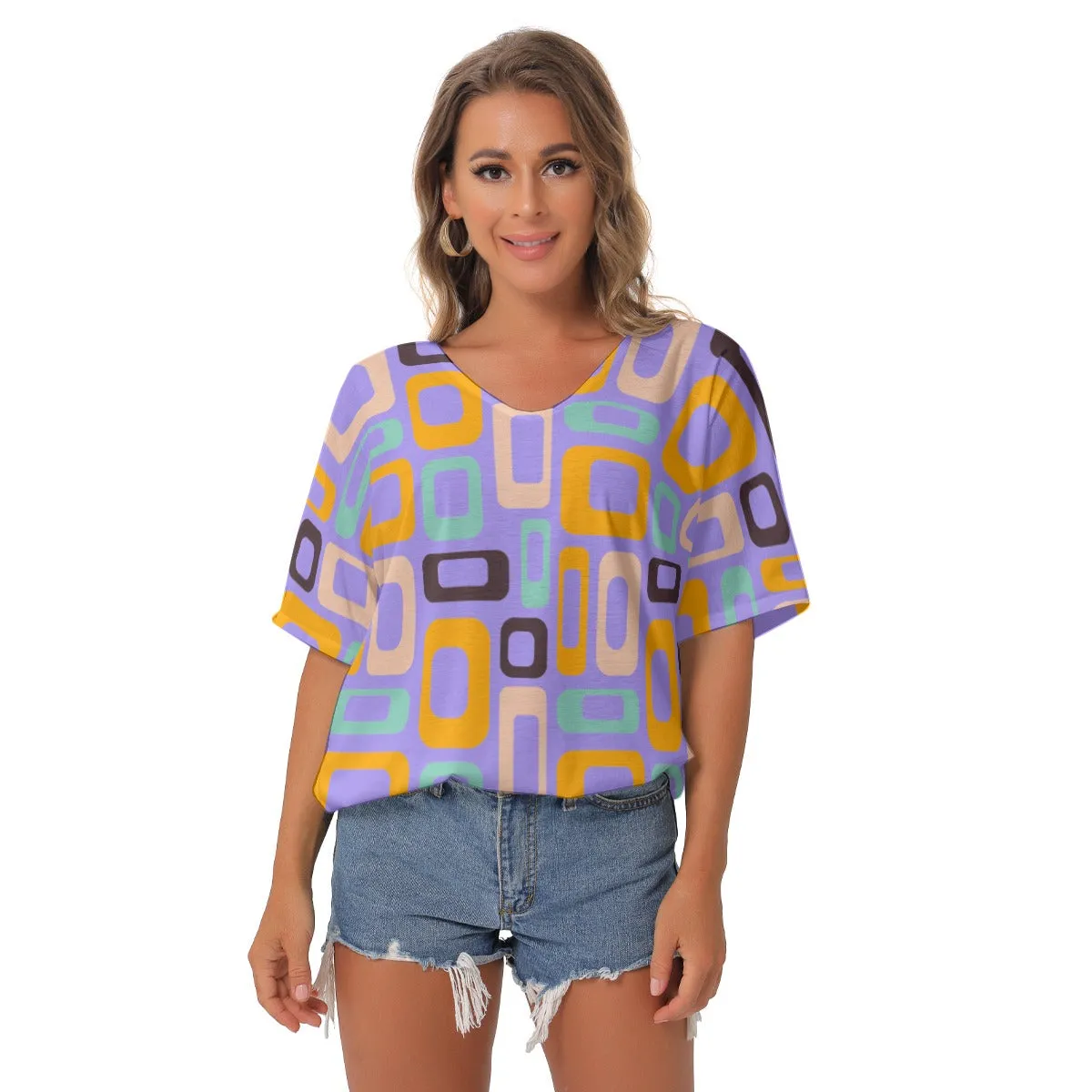 Lavender Reto V-Neck Blouse