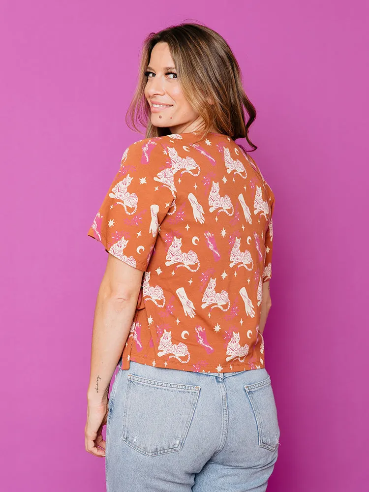 Marley Boxy Wrap Top - Orchid Tigress