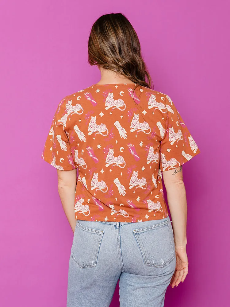 Marley Boxy Wrap Top - Orchid Tigress