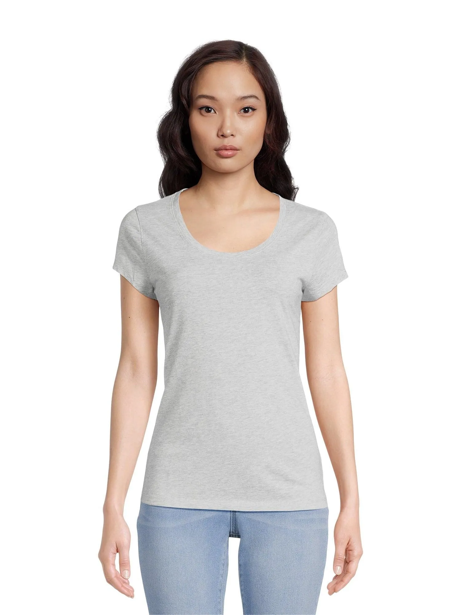No Boundaries Scoop Neck Tee with Short Sleeves, 1 or 3-Pack, Women’s