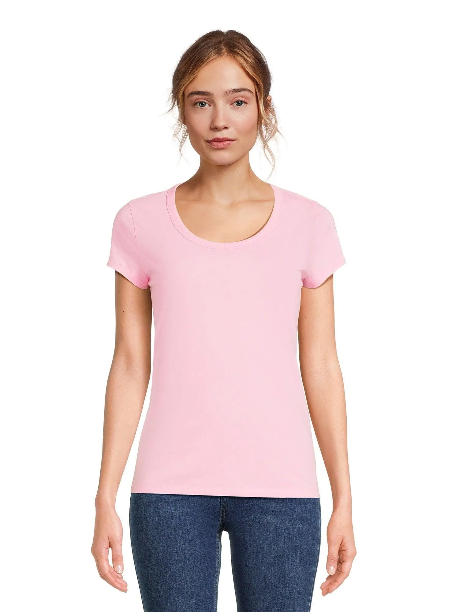 No Boundaries Scoop Neck Tee with Short Sleeves, 1 or 3-Pack, Women’s