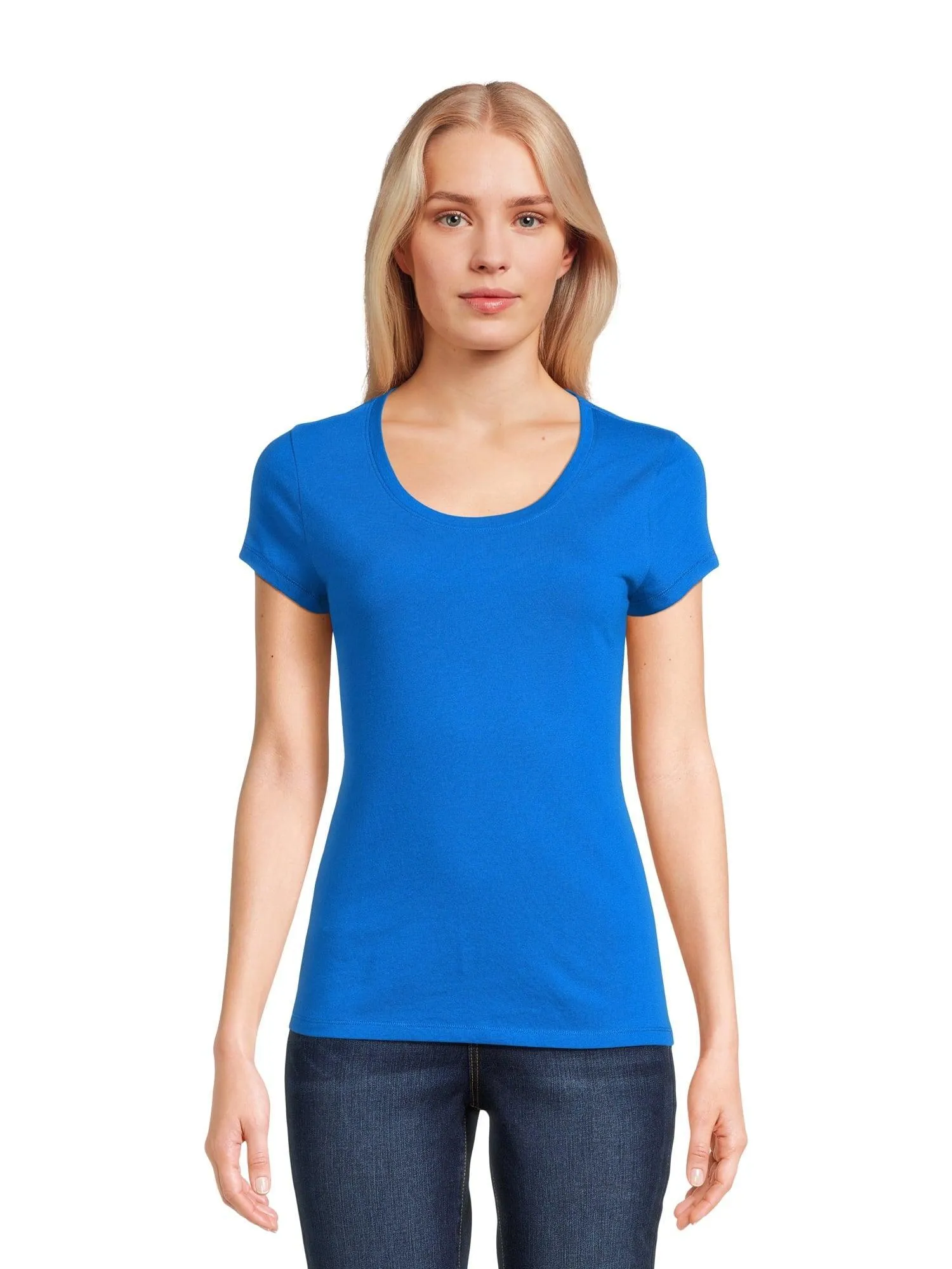 No Boundaries Scoop Neck Tee with Short Sleeves, 1 or 3-Pack, Women’s