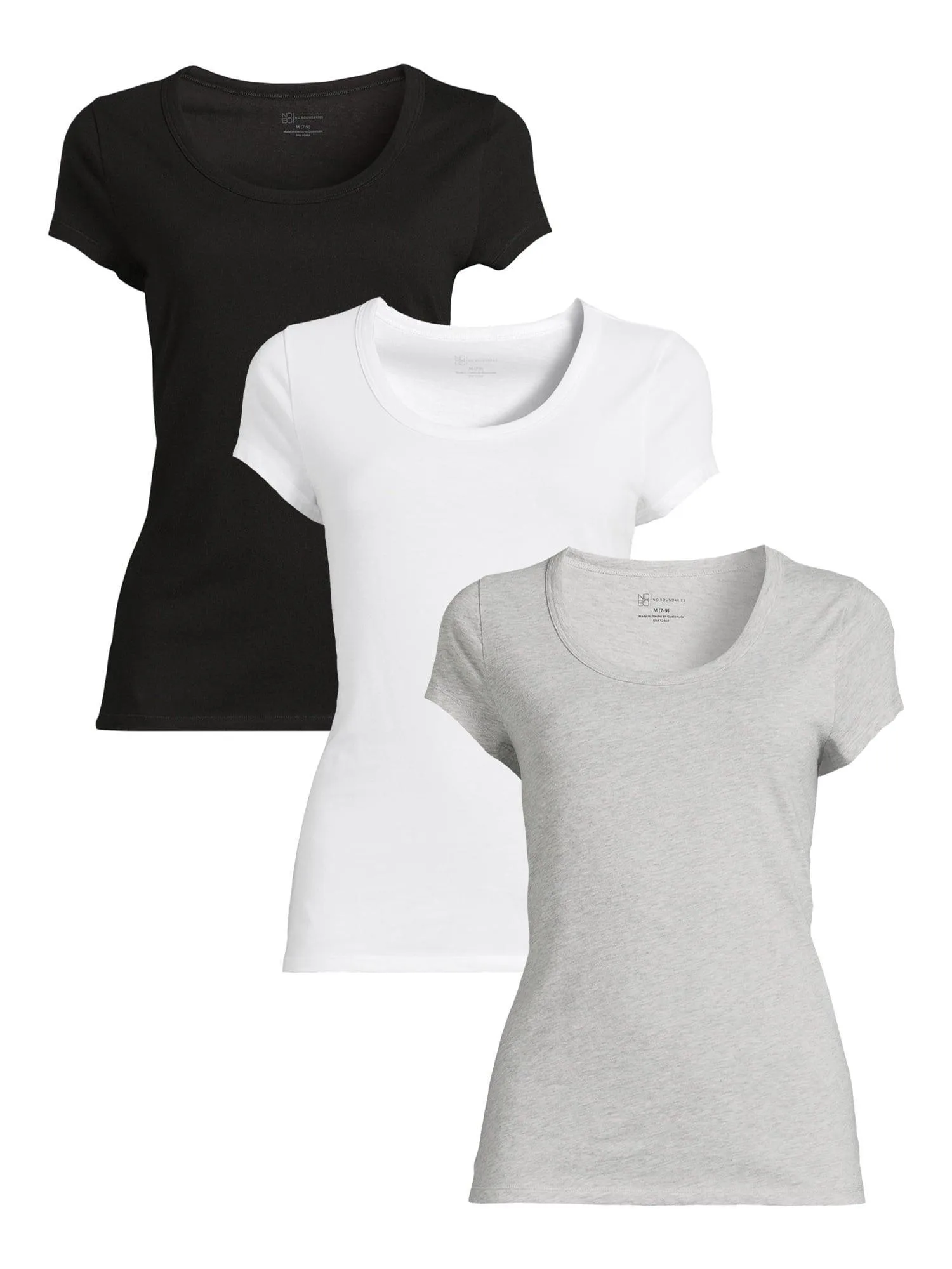 No Boundaries Scoop Neck Tee with Short Sleeves, 1 or 3-Pack, Women’s
