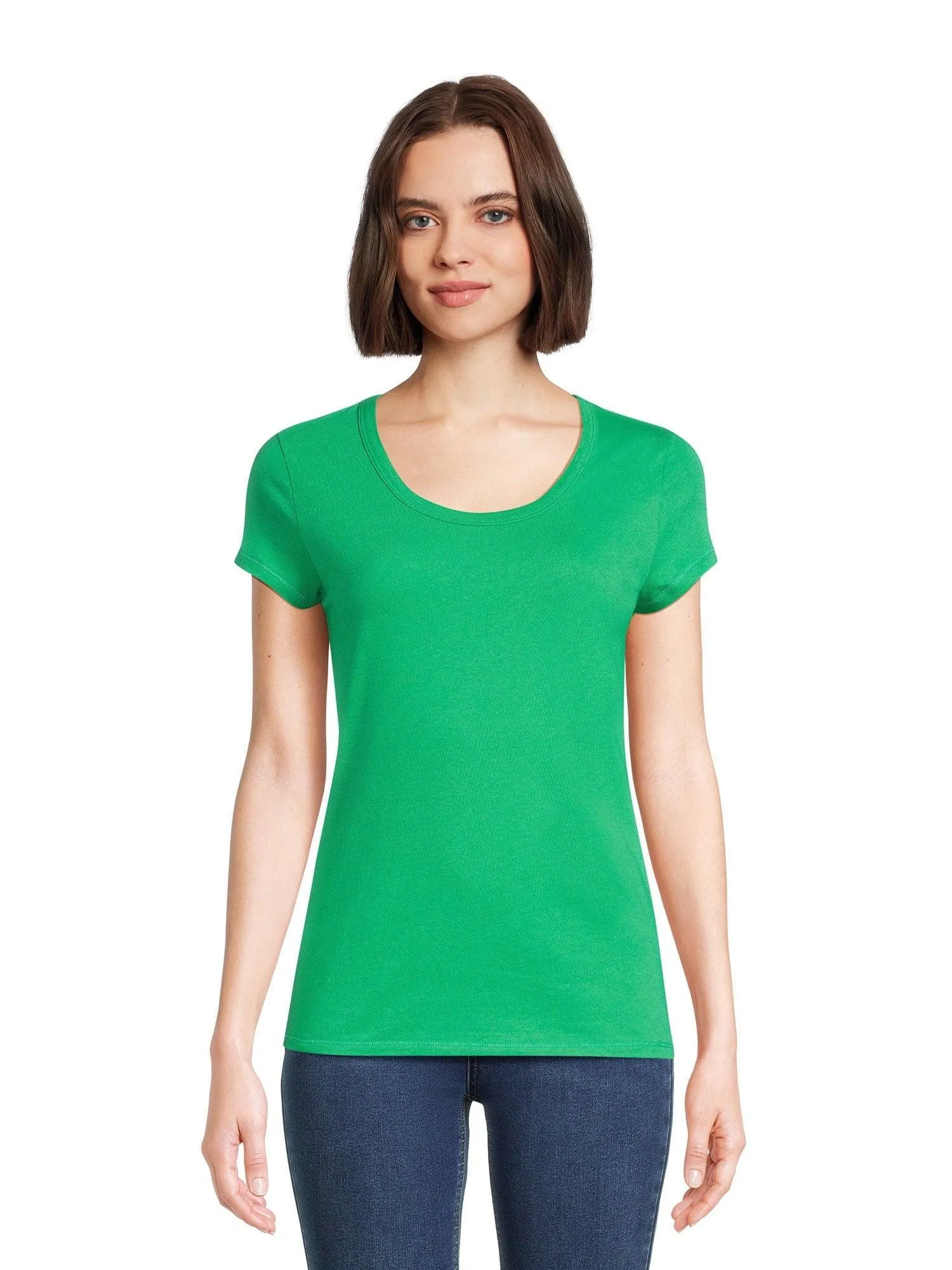 No Boundaries Scoop Neck Tee with Short Sleeves, 1 or 3-Pack, Women’s