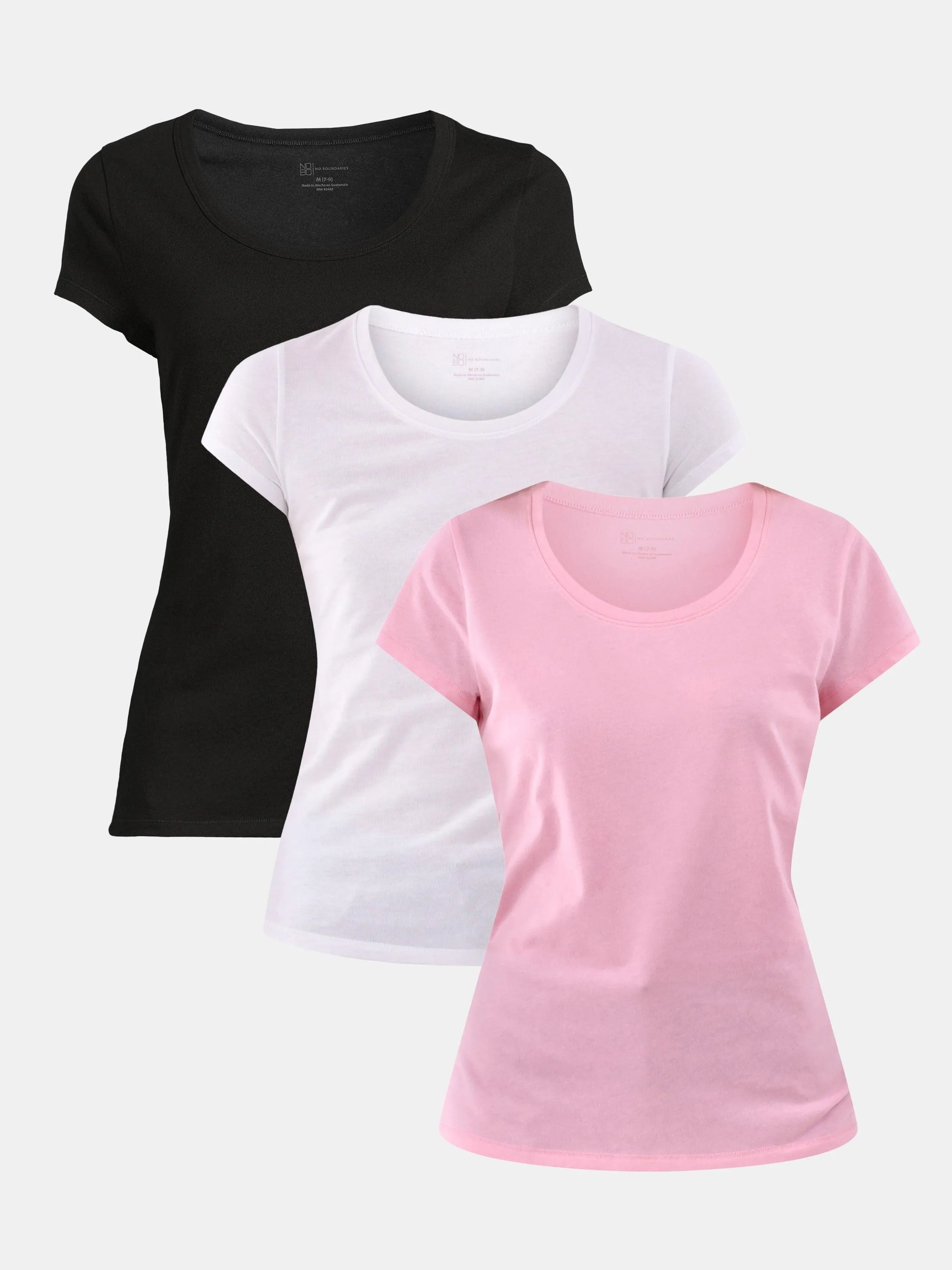 No Boundaries Scoop Neck Tee with Short Sleeves, 1 or 3-Pack, Women’s
