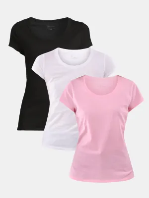 No Boundaries Scoop Neck Tee with Short Sleeves, 1 or 3-Pack, Women’s