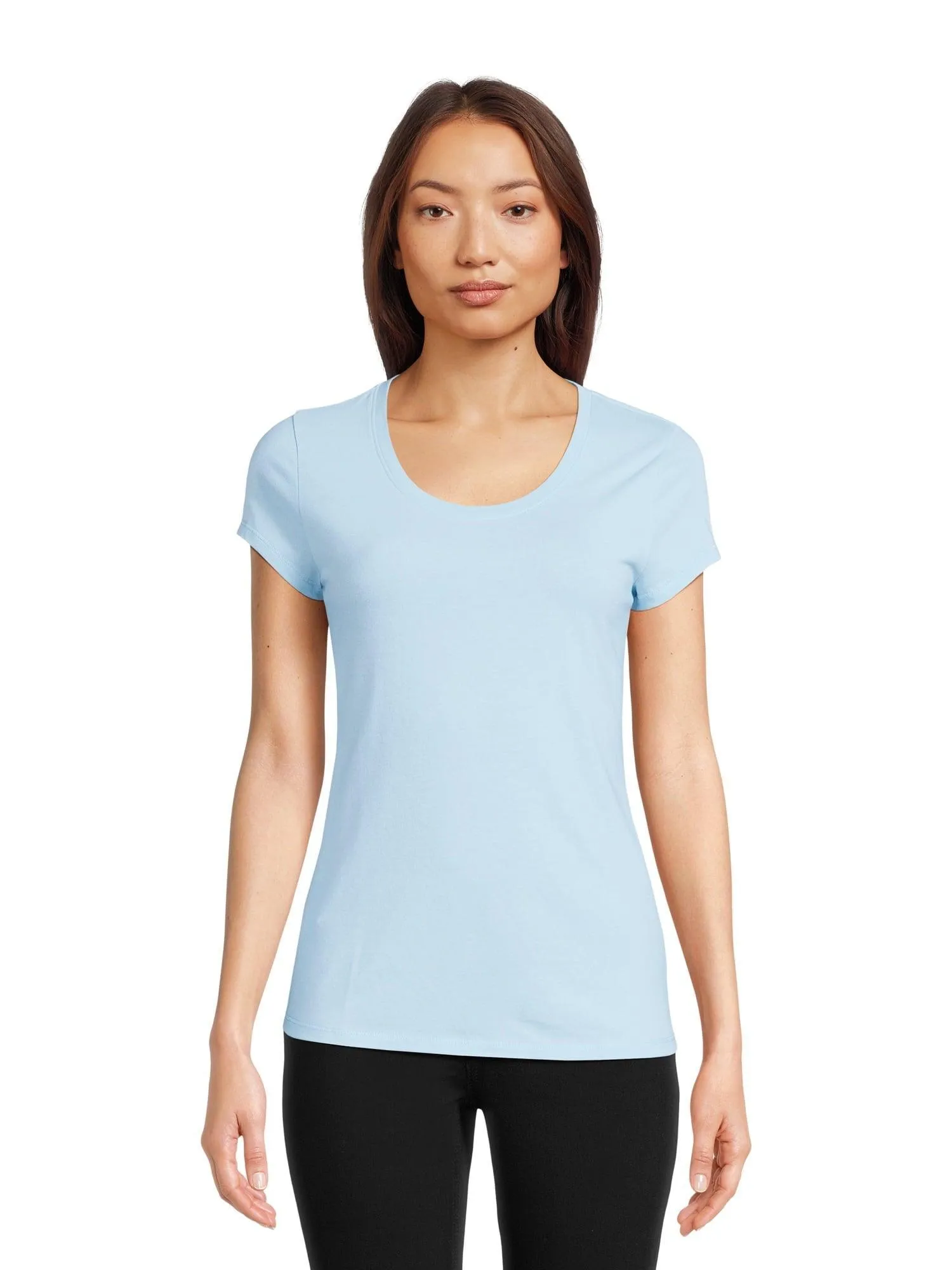 No Boundaries Scoop Neck Tee with Short Sleeves, 1 or 3-Pack, Women’s