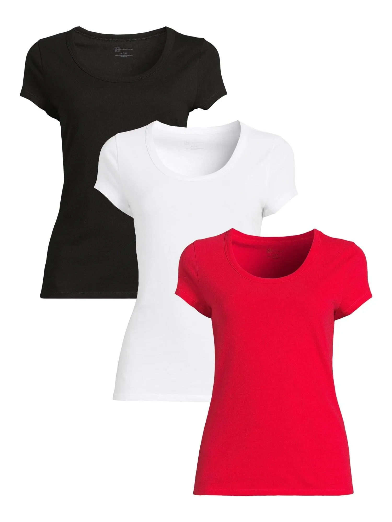 No Boundaries Scoop Neck Tee with Short Sleeves, 1 or 3-Pack, Women’s