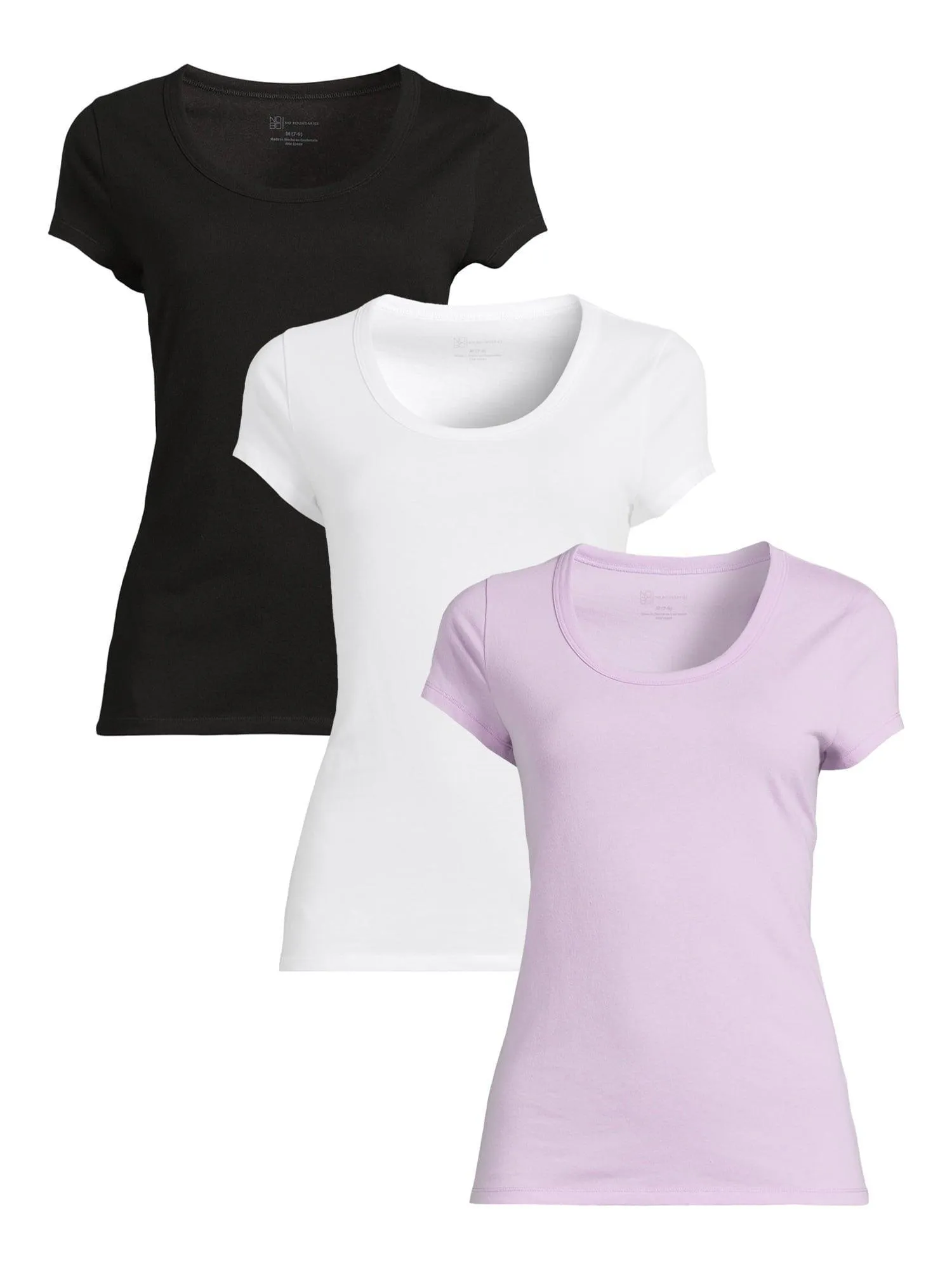 No Boundaries Scoop Neck Tee with Short Sleeves, 1 or 3-Pack, Women’s