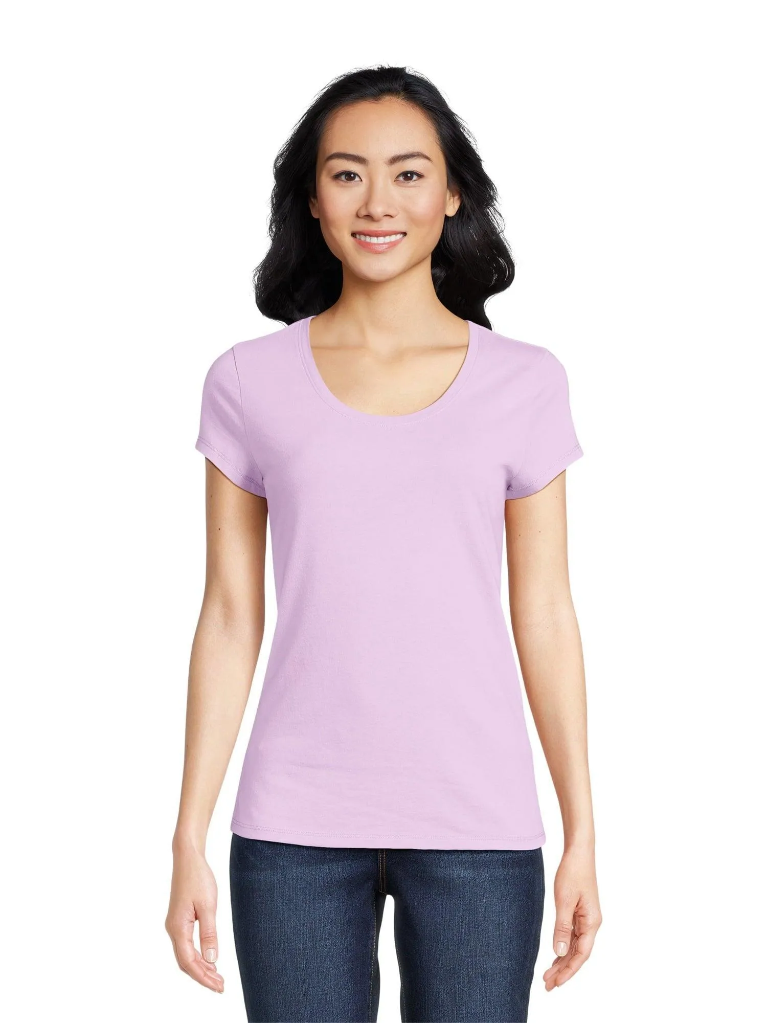 No Boundaries Scoop Neck Tee with Short Sleeves, 1 or 3-Pack, Women’s