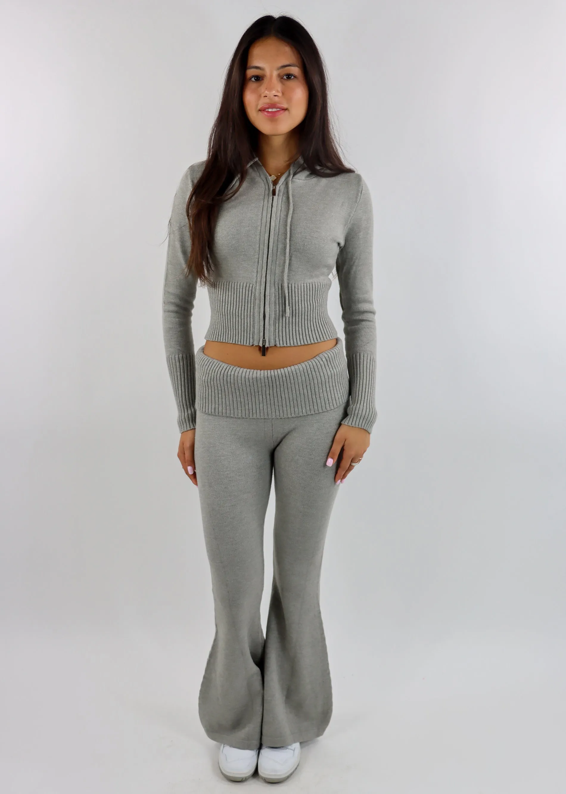 Piece Of Me Knit Zip Up Hoodie ★ Grey