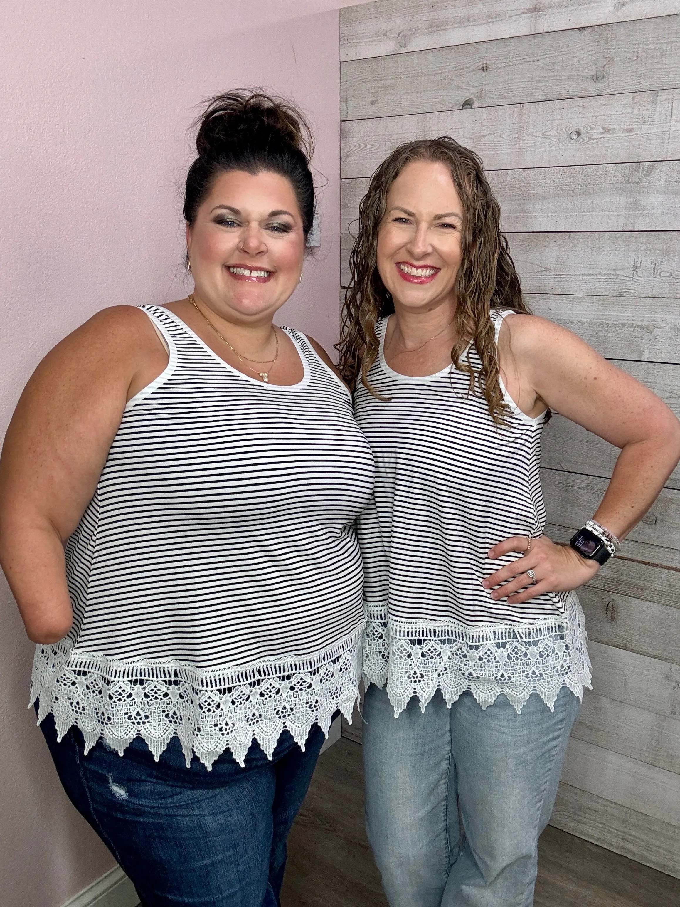 "Lovely Melody" Striped Tank- Black **FINAL SALE**