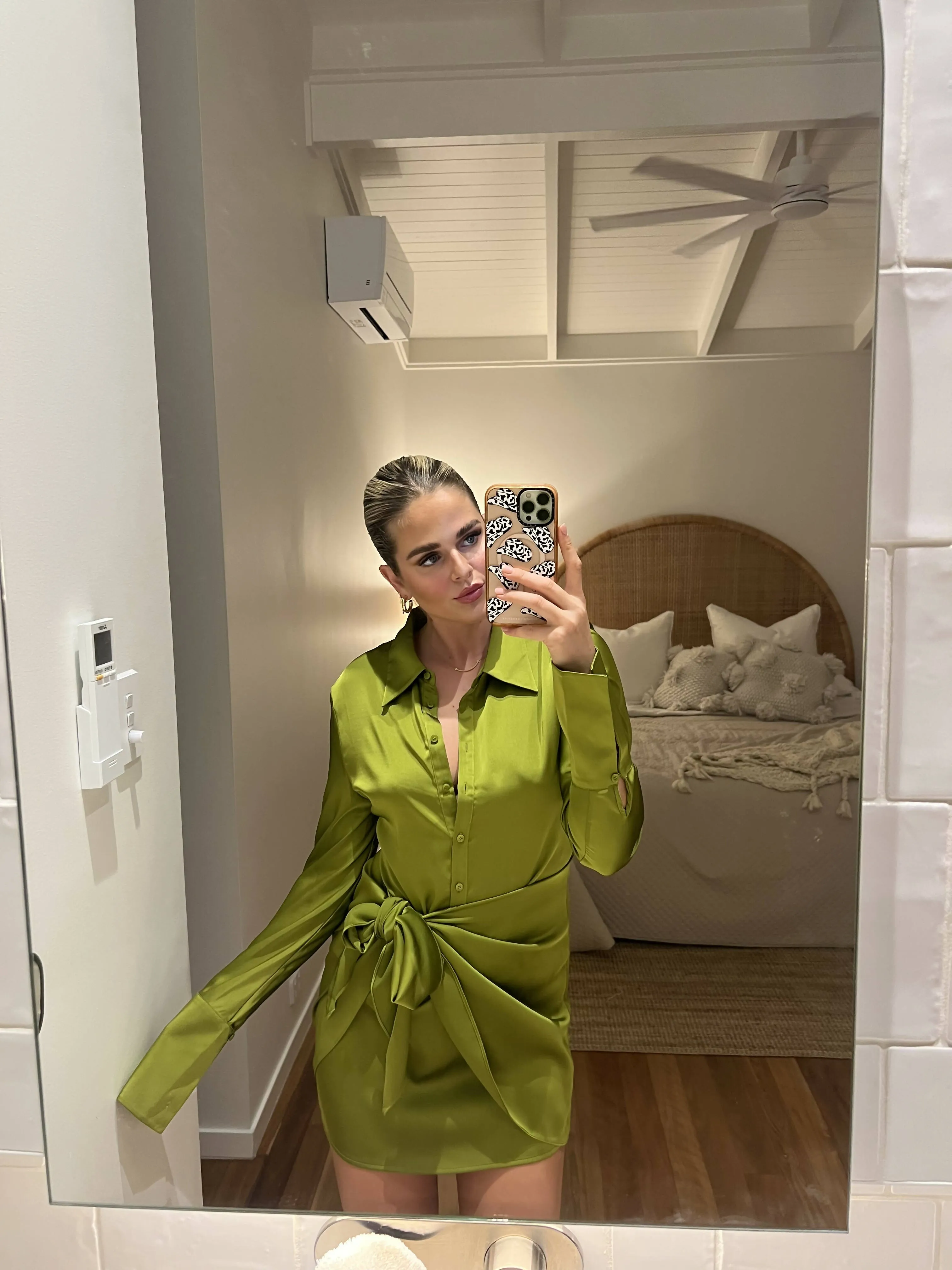 Rat & Boa Alanis Silk Mini Dress in Green