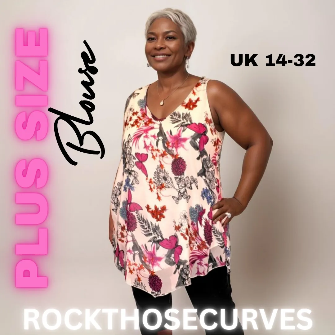 ROCKTHOSECURVES CHIFFON V HEM SLEEVELESS V HEM LINED BLOUSE